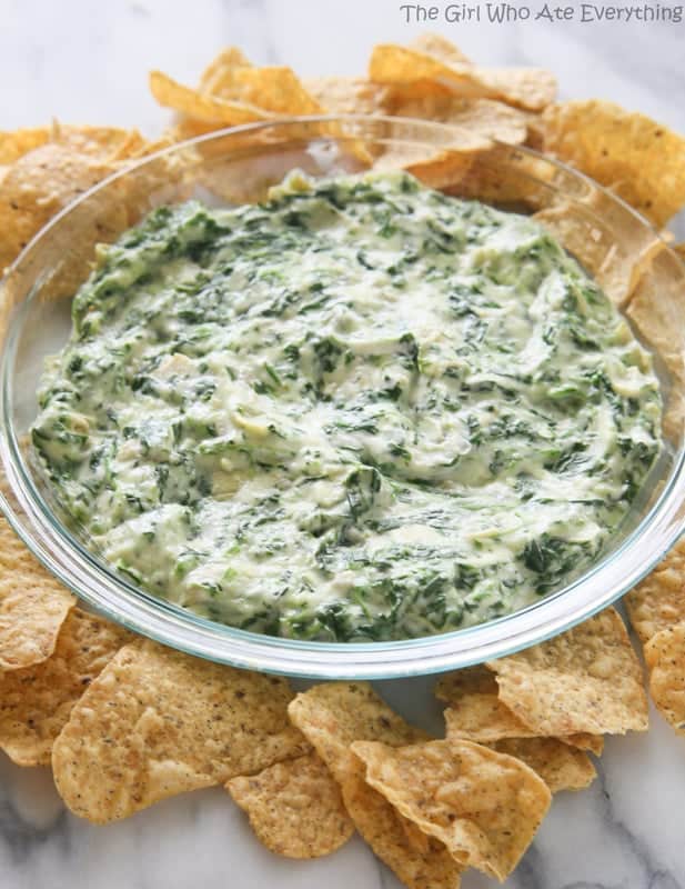 Spinach Artichoke Dip on a plate