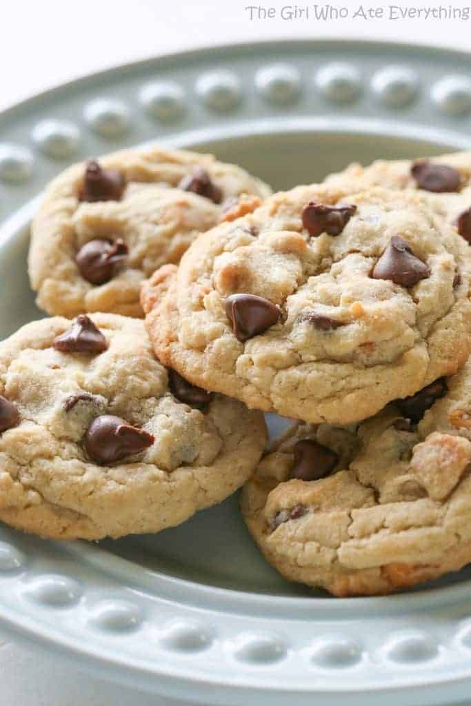 chocolate chip cookies on a plate