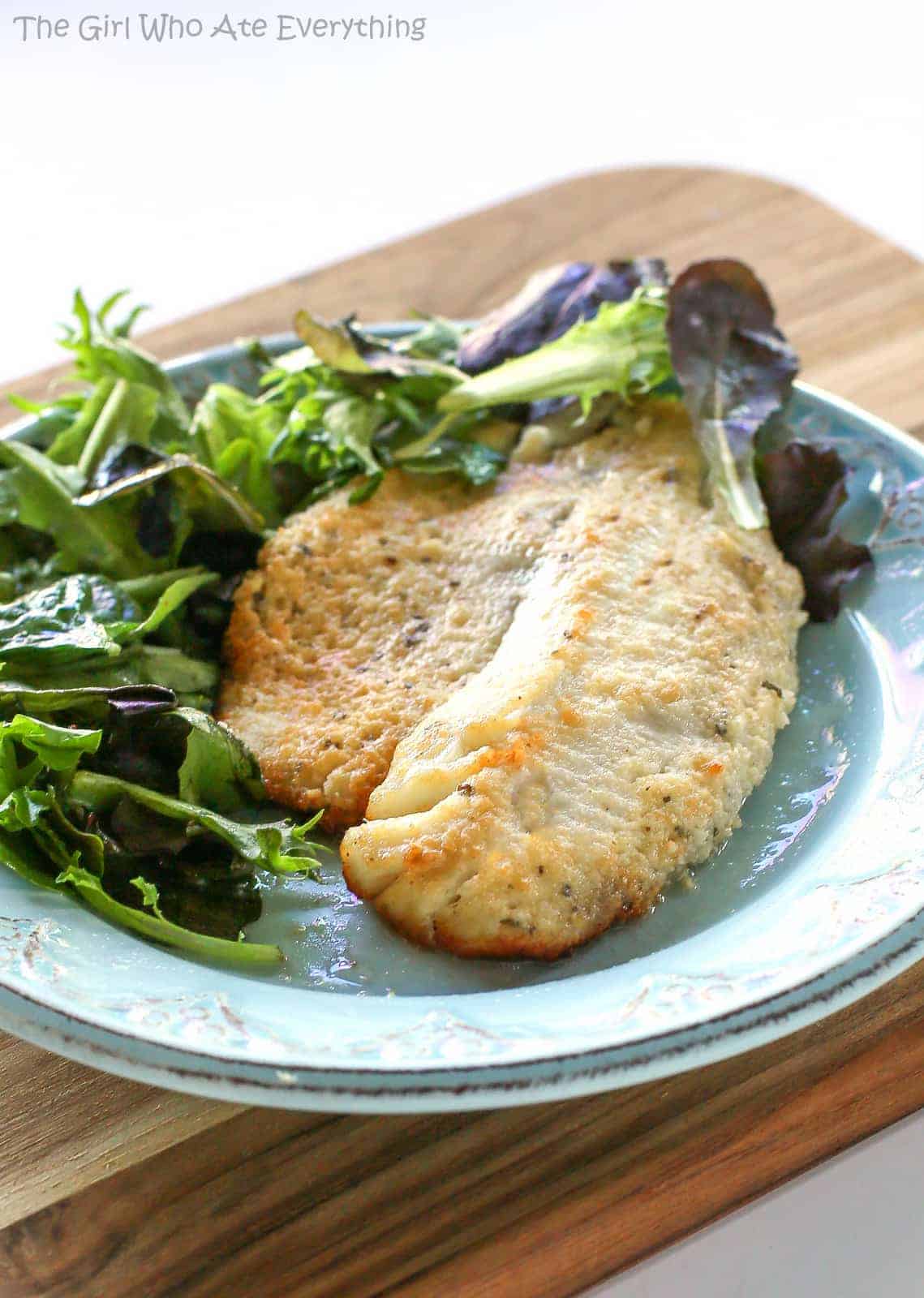 Parmesan Tilapia - a fish recipe that tastes like Doritos and it's healthy. the-girl-who-ate-everything.com