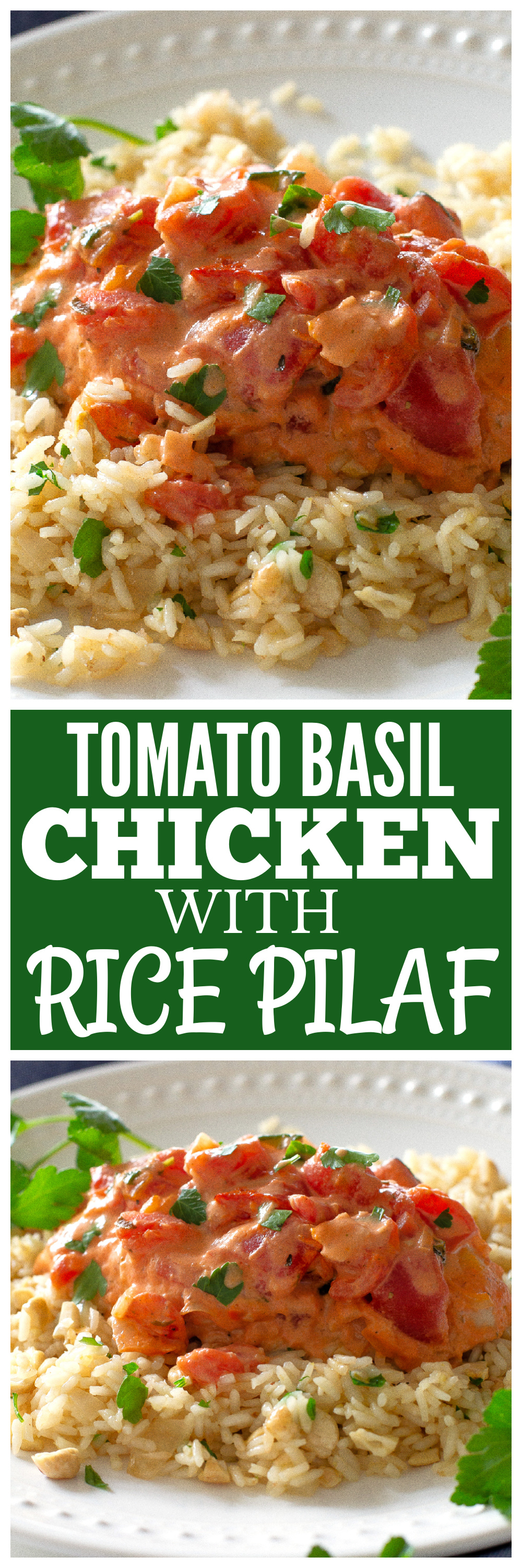 Tomato-Basil Chicken and Cashew Rice Pilaf