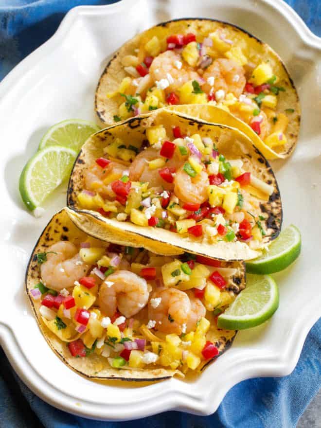 shrimp tacos on a plate