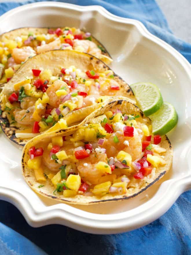 shrimp tacos on a plate