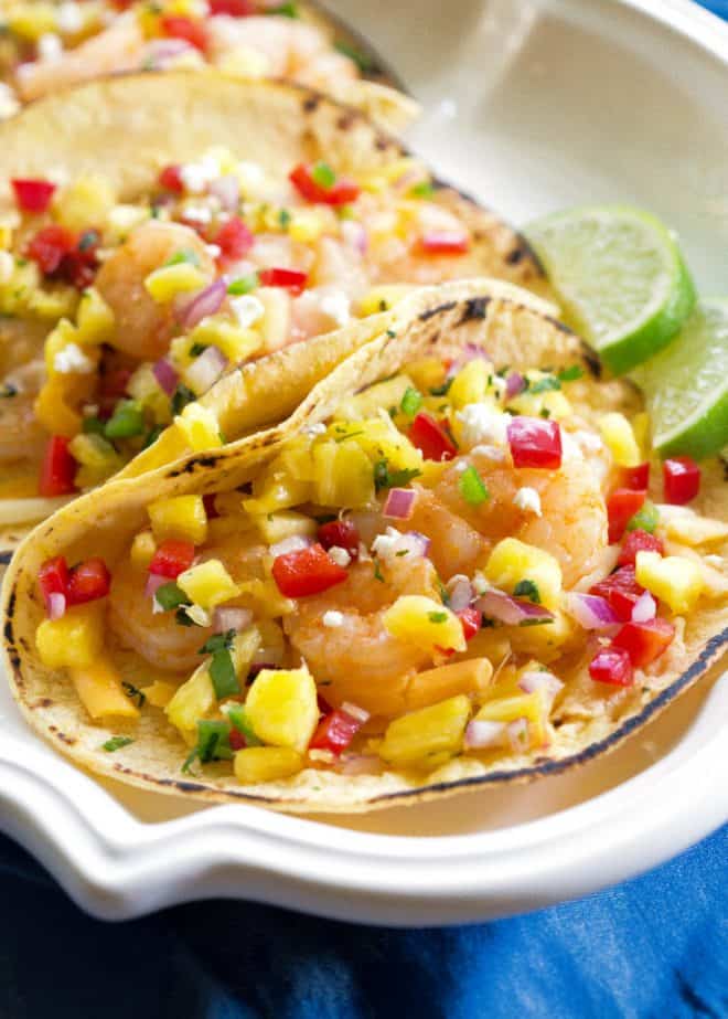 shrimp tacos on a plate
