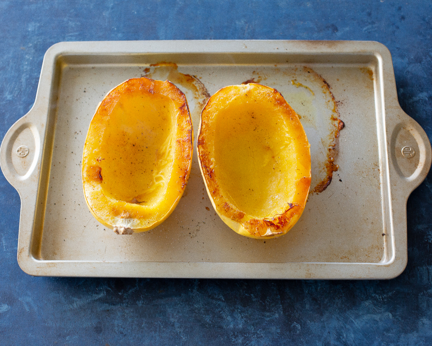 spaghetti squash cut in half