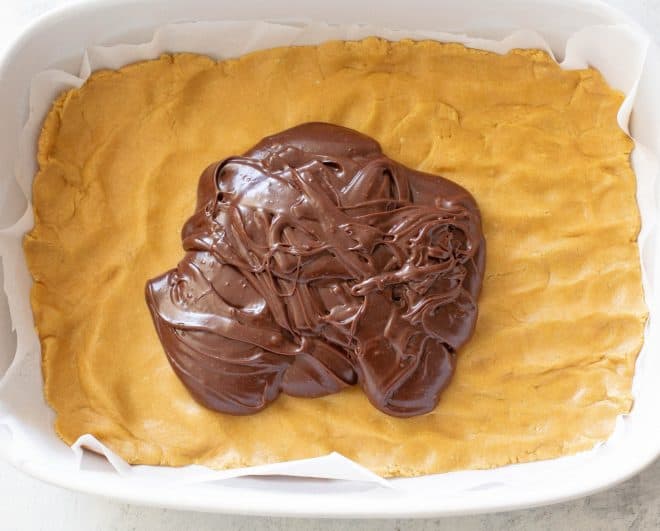chocolate on peanut butter