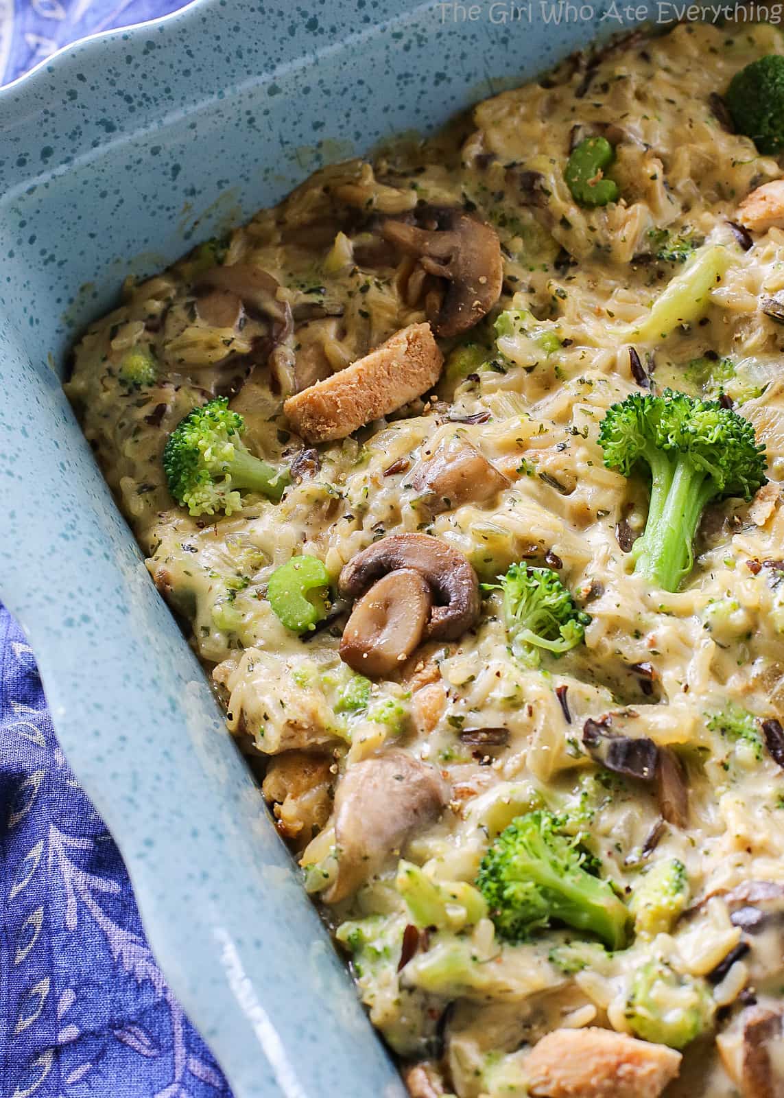 Chicken, Mushroom, Broccoli, and Rice Casserole - a home cooked meal that is a little of everything. the-girl-who-ate-everything.com