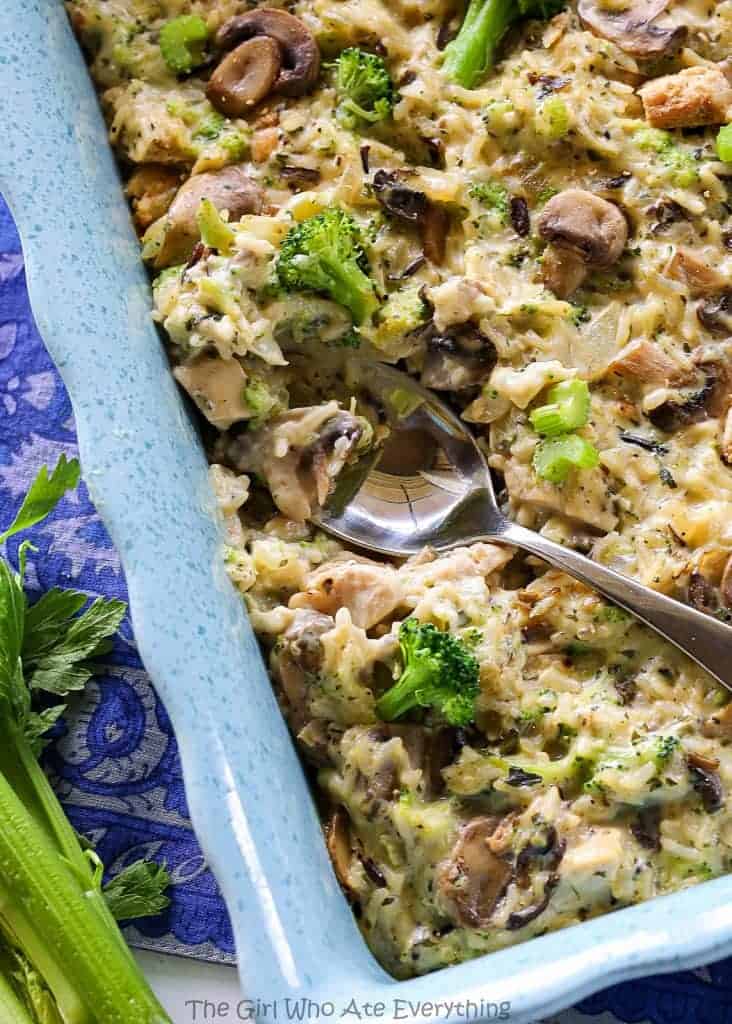 Chicken, Mushroom, Broccoli, and Rice Casserole - a home cooked meal that is a little of everything. the-girl-who-ate-everything.com