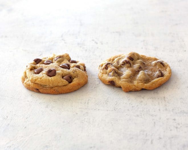 flat cookie and thick cookie