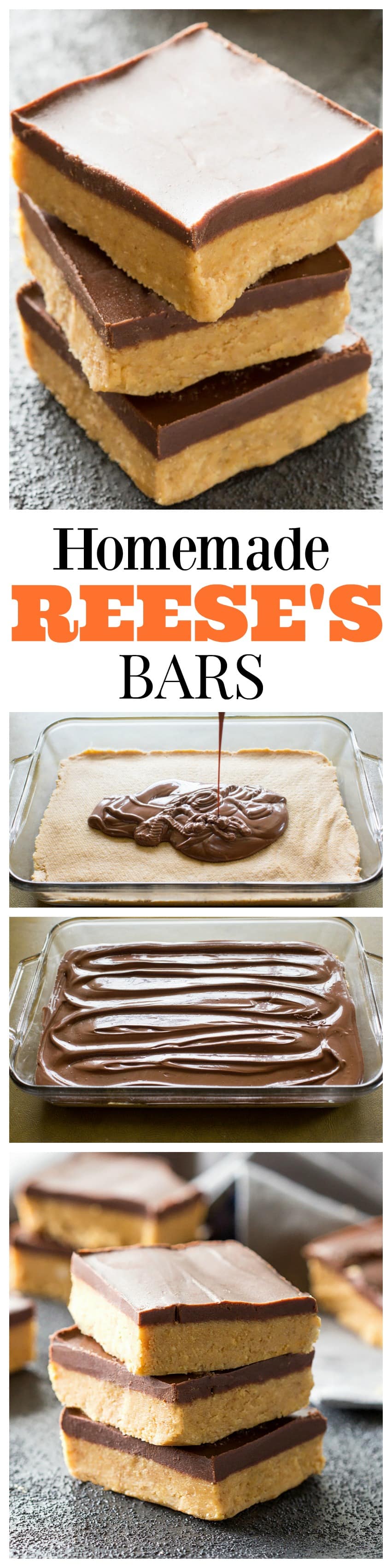 Homemade Reese's Bars - so easy you can make them at home! So good! #homemade #peanut #butter #bars #recipe #reeses #dessert