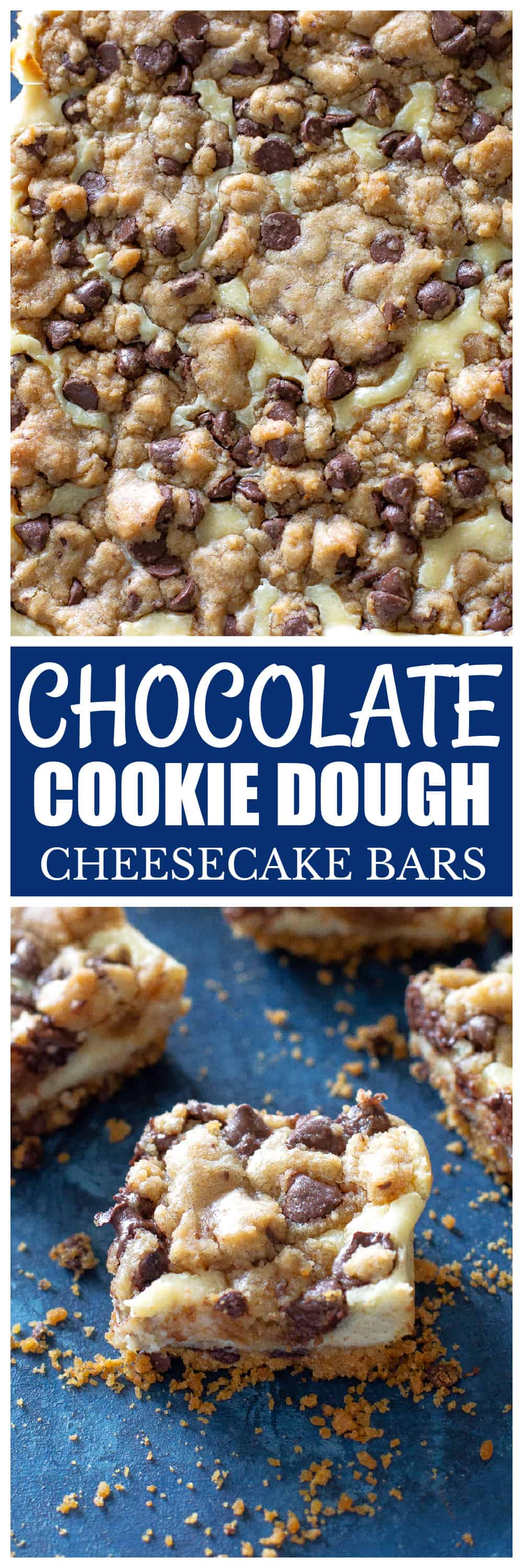 Chocolate Chip Cookie Dough Cheesecake Bars
