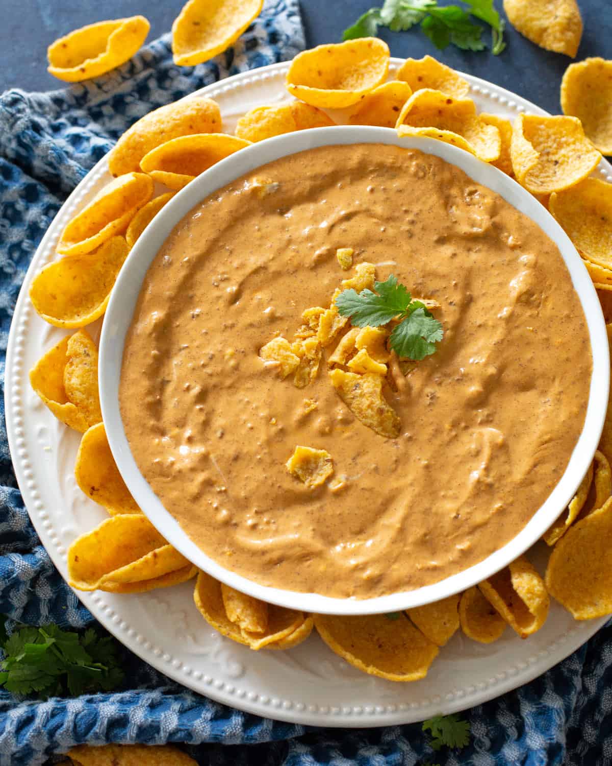 chili cheese dip in a bowl