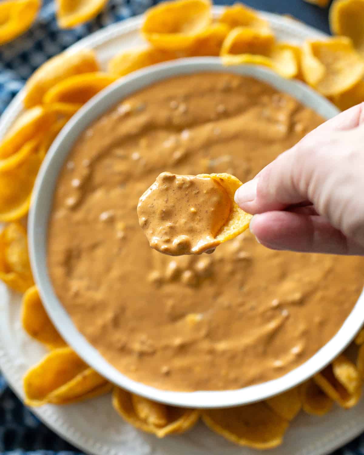 scoop of chili cheese dip