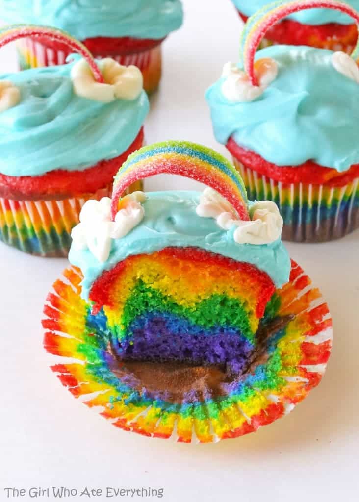 Rainbow Cupcakes - Gorgeous layers of the rainbow in a cupcake. the-girl-who-ate-everything.com