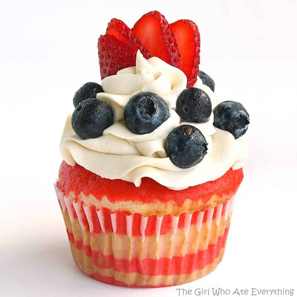 Flag Cupcakes with Vanilla Buttercream