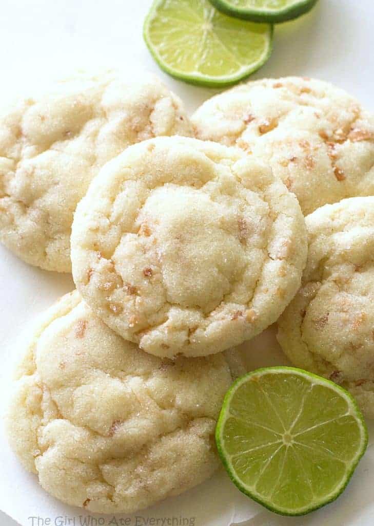 Chewy Coconut Lime Sugar Cookies - Super soft and chewy coconut lime cookies with a hint of lime. the-girl-who-ate-everything.com