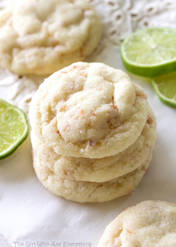 Chewy Coconut Lime Sugar Cookies - Super soft and chewy coconut lime cookies with a hint of lime. the-girl-who-ate-everything.com