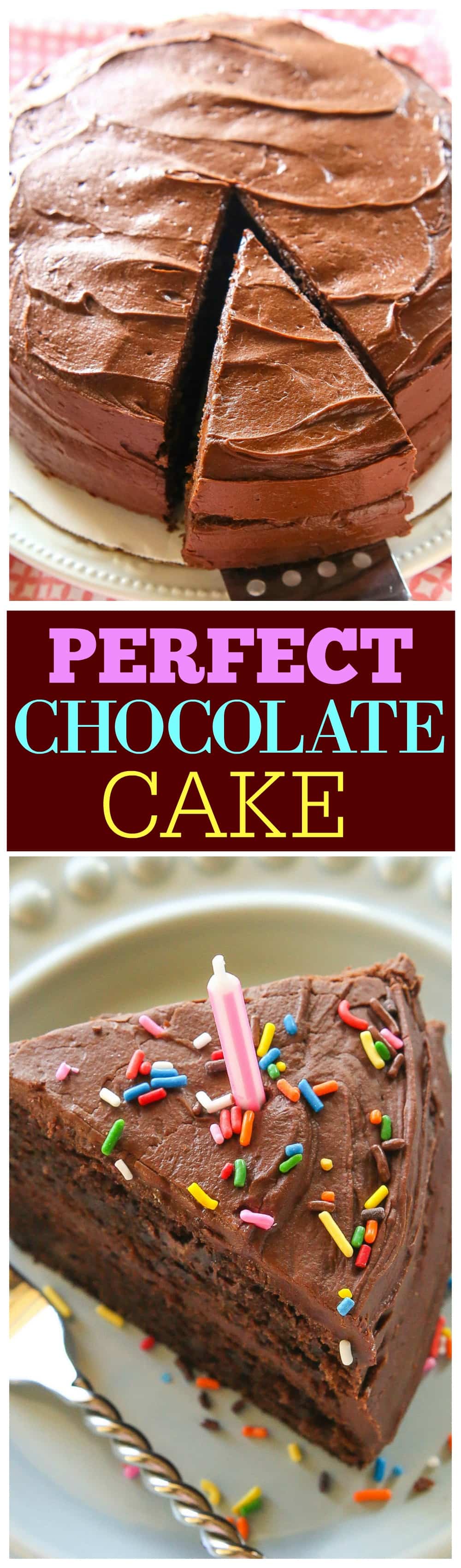 Perfect Chocolate Cake - moist with the silkiest frosting ever! #hersheys #perfectly #chocolate #cake #recipe #easy #frosting