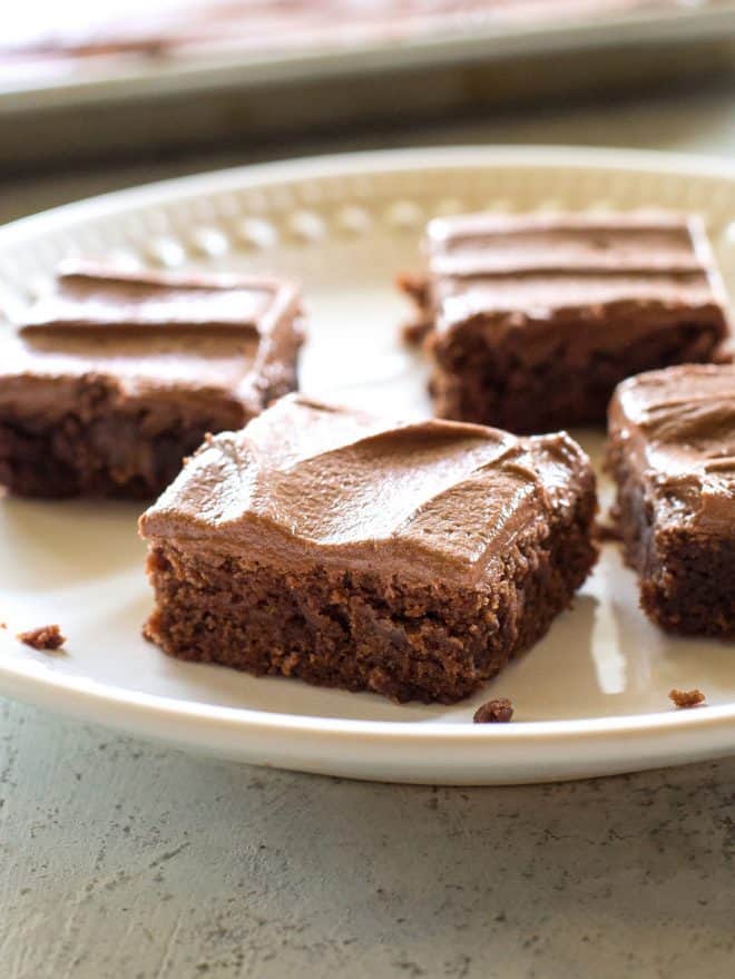 Homemade brownies on a white plate