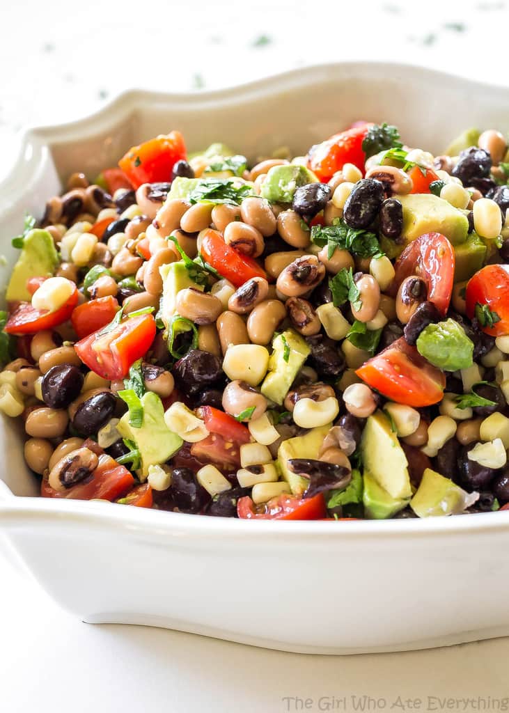 Cowboy Caviar in a white bowl
