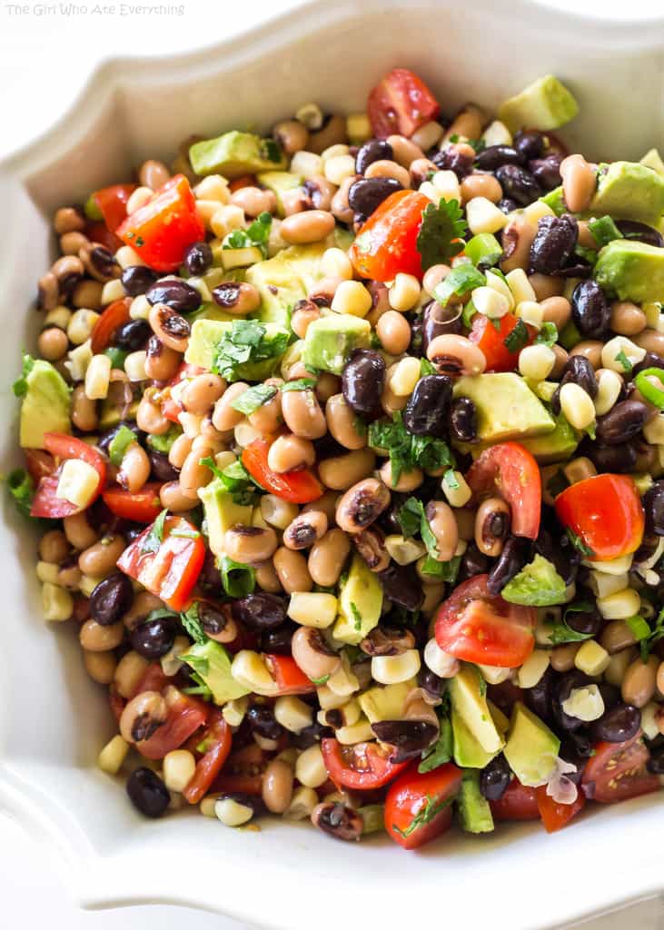 Cowboy Caviar in a white bowl