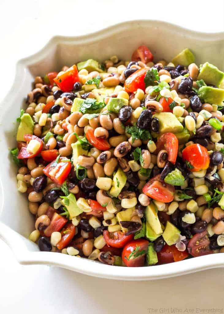 Cowboy Caviar in a white bowl