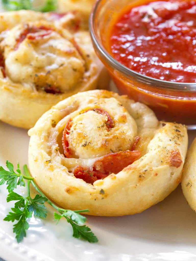 Pizza Rolls On a plate with marinara