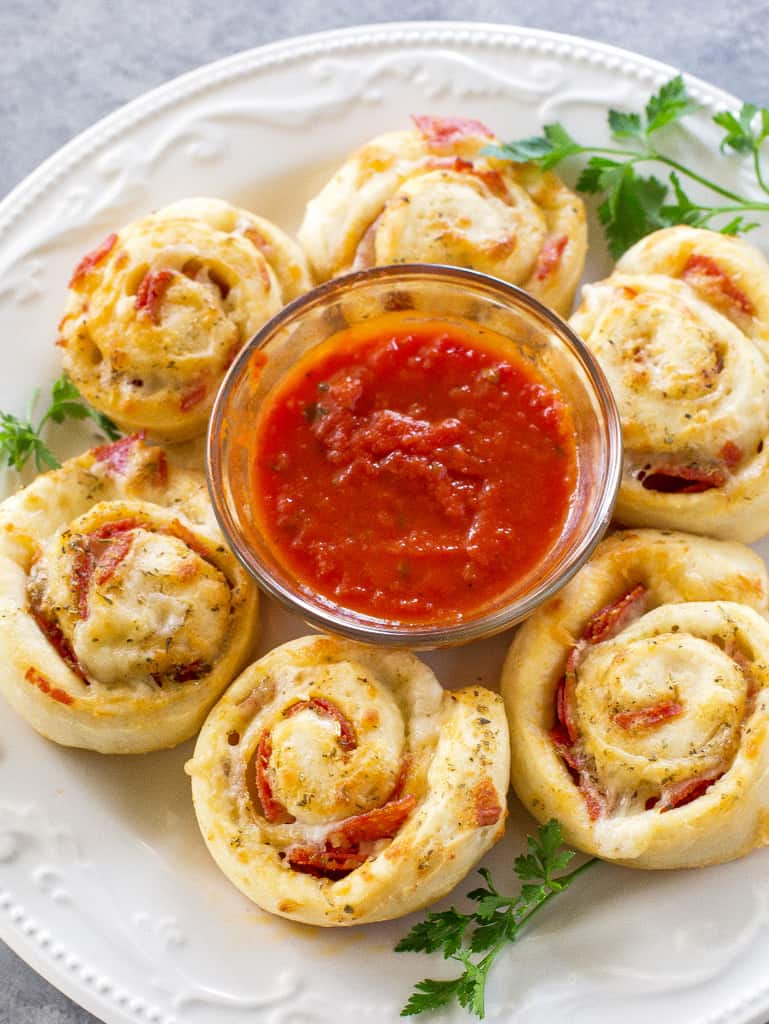 Pizza Rolls On a plate with marinara
