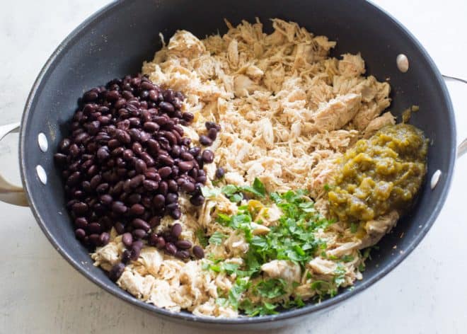 chicken, black beans, cilantro