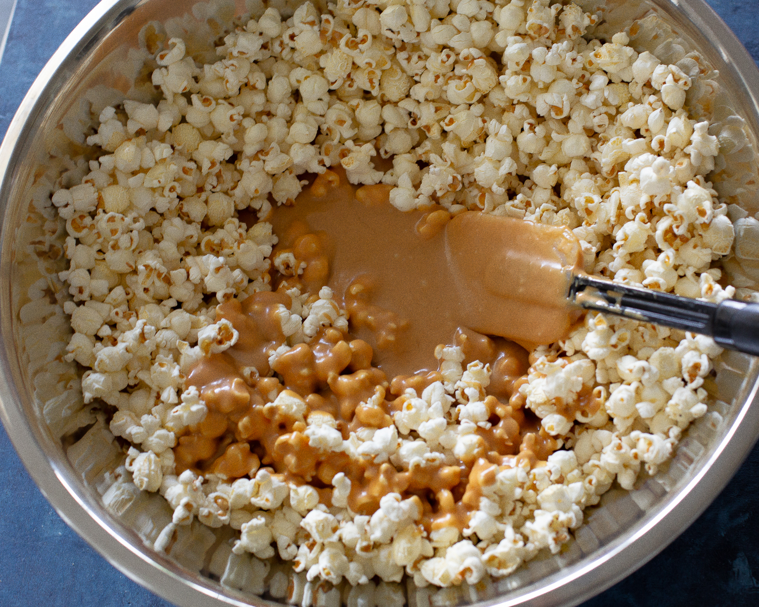 peanut butter on top of popcorn