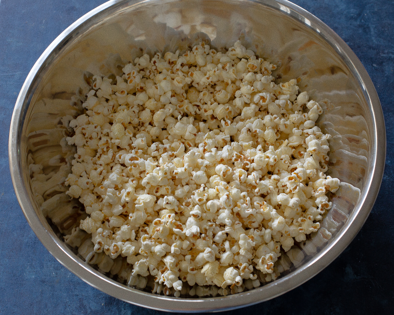 popcorn in a silver bowl