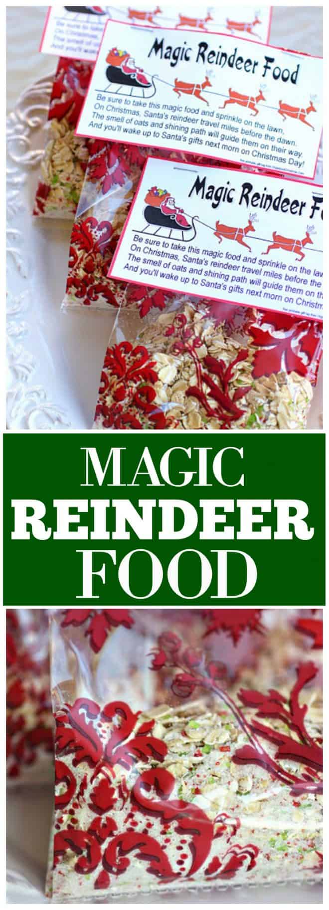 Magic Reindeer Food - made from oats, sprinkles, and glitter this magical reindeer food can be sprinkled on the lawn for the reindeer to eat. #magical #reindeer #food #magic #christmas #craft