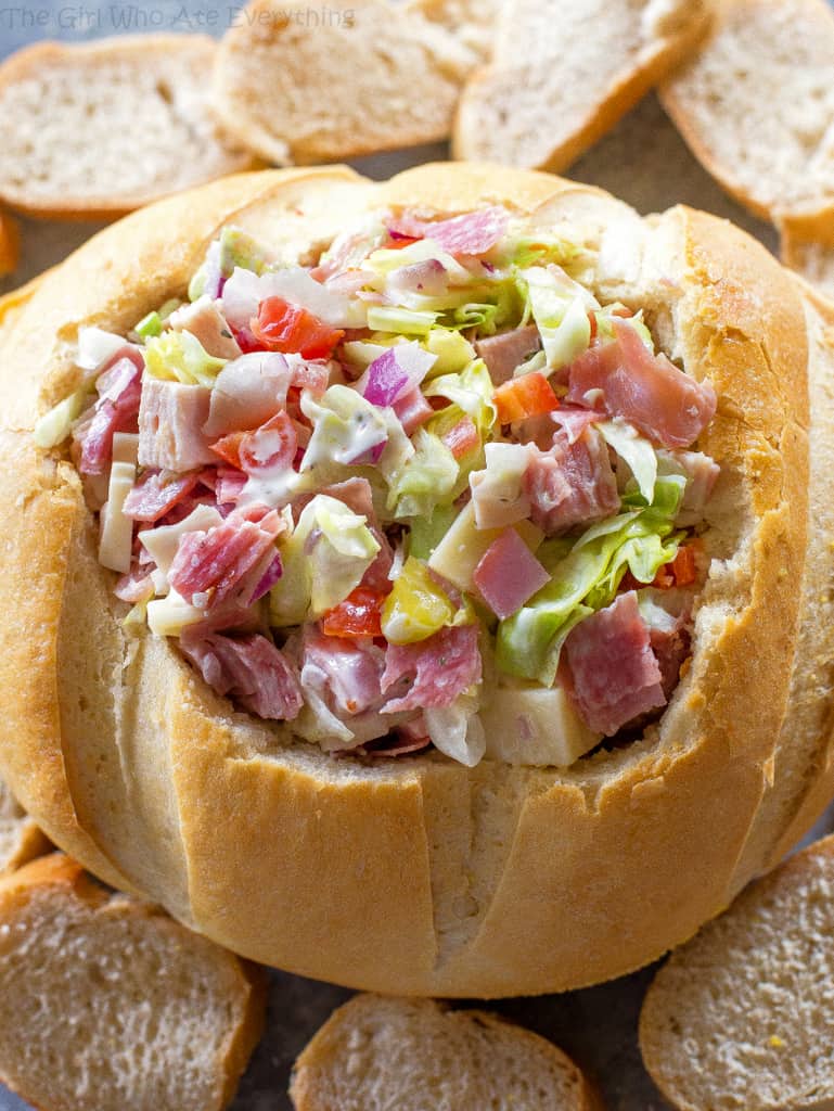 This Hoagie Dip&nbsp;recipe tastes just like a sub sandwich from Subway but in dip form. This appetizer should really be called Hoagie Spread because the best way to eat it is to spoon it on top of slices of bread.
