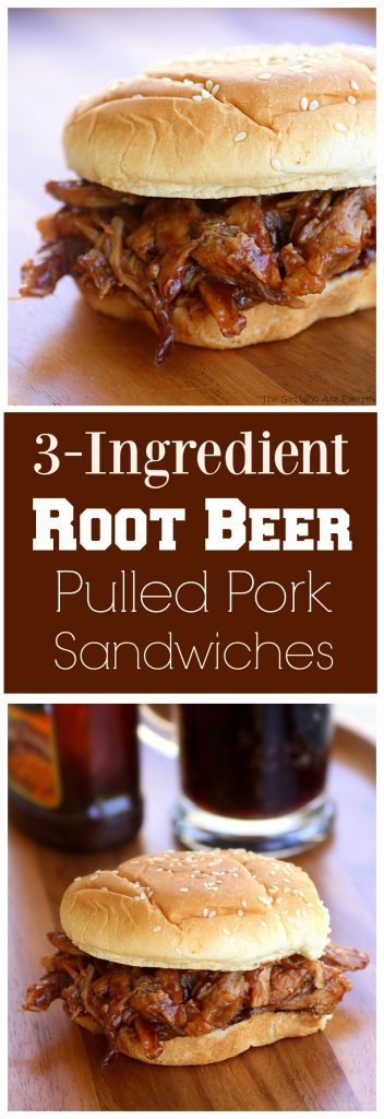 3-Ingredient Root Beer Pulled Pork - great for feeding a crowd. #root #beer #pulled #pork #sandwiches