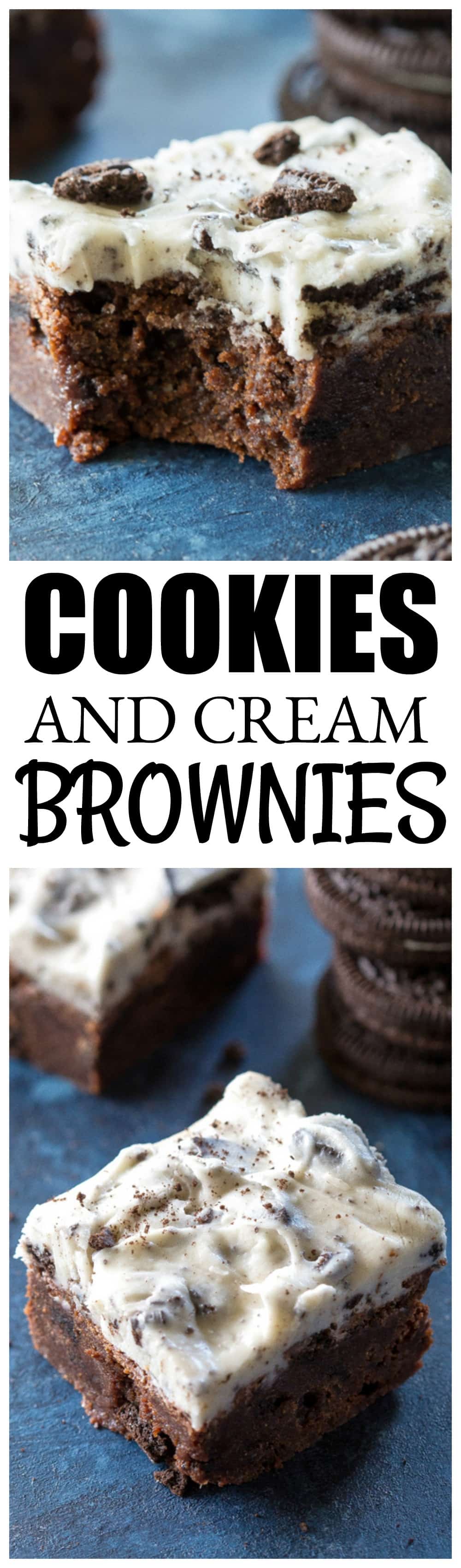 Cookies and Cream Brownies - rich chocolate brownies with a creamy Oreo frosting. the-girl-who-ate-everything.com