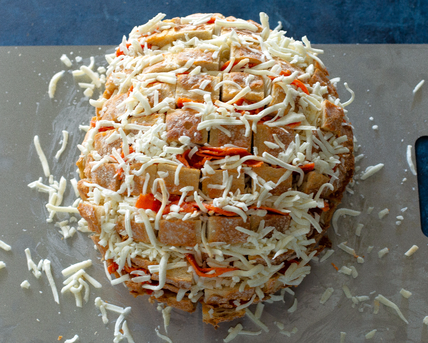 cheese and pepperoni in bread