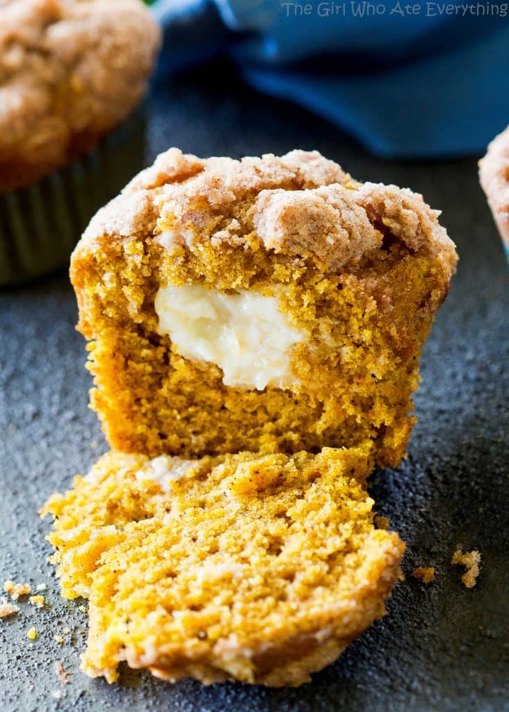 Pumpkin Cream Cheese Muffins - hands down one of my favorite muffins ever! the-girl-who-ate-everything.com