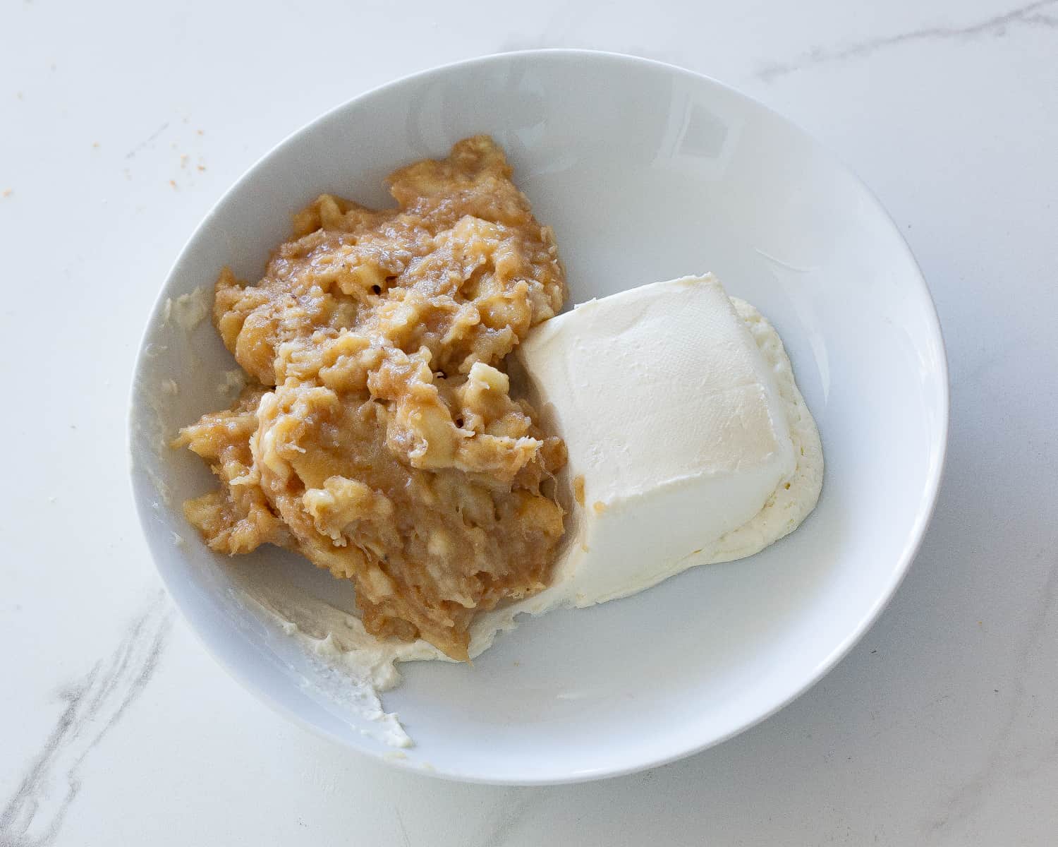 cream cheese and mashed bananas