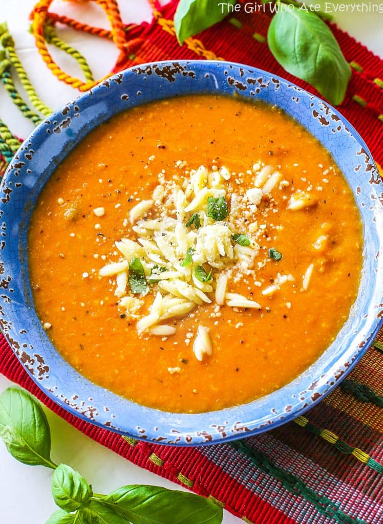 This Slow Cooker Tomato Basil Soup is one of my favorites - the-girl-who-ate-everything.com
