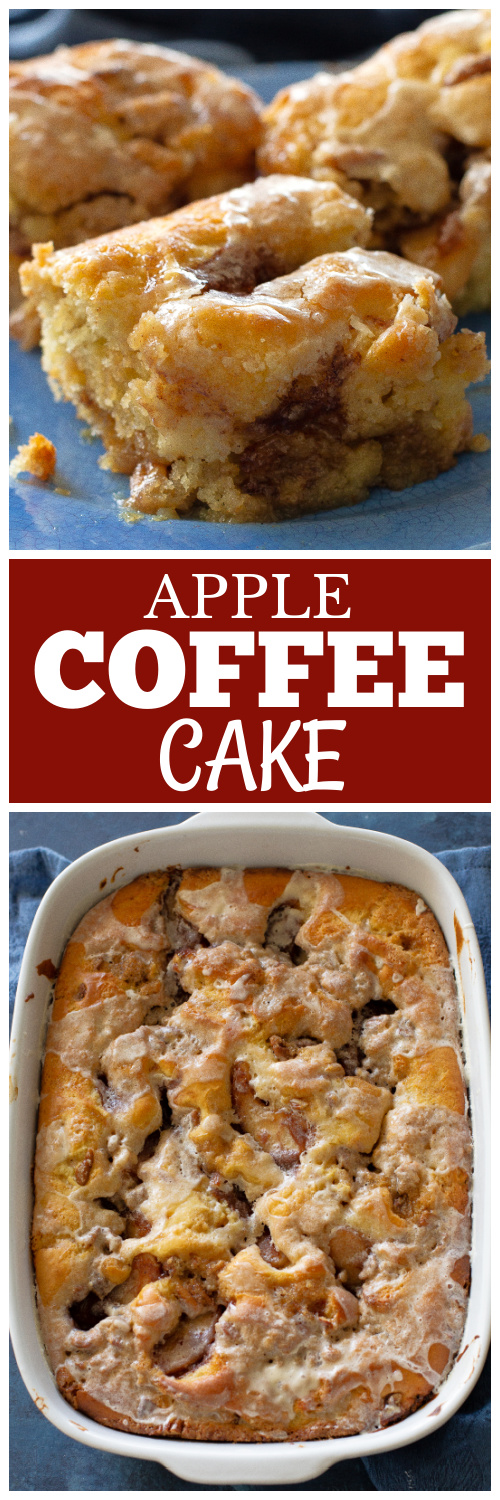 This Apple Streusel Coffee Cake recipe is full of cinnamon apple flavor and big enough to feed a crowd.  No cake mix here. This one starts from scratch! #apple #coffee #cake
