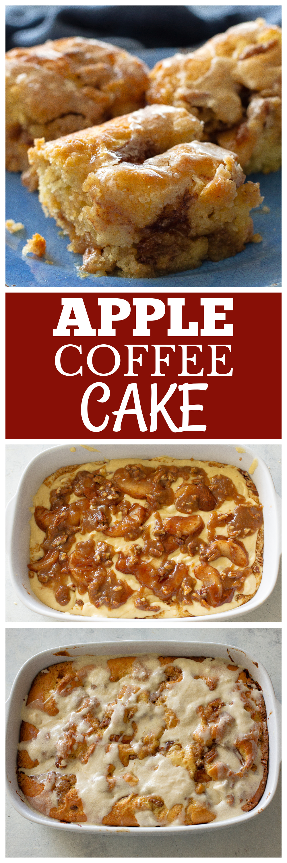This Apple Streusel Coffee Cake recipe is full of cinnamon apple flavor and big enough to feed a crowd.  No cake mix here. This one starts from scratch! #apple #coffee #cake