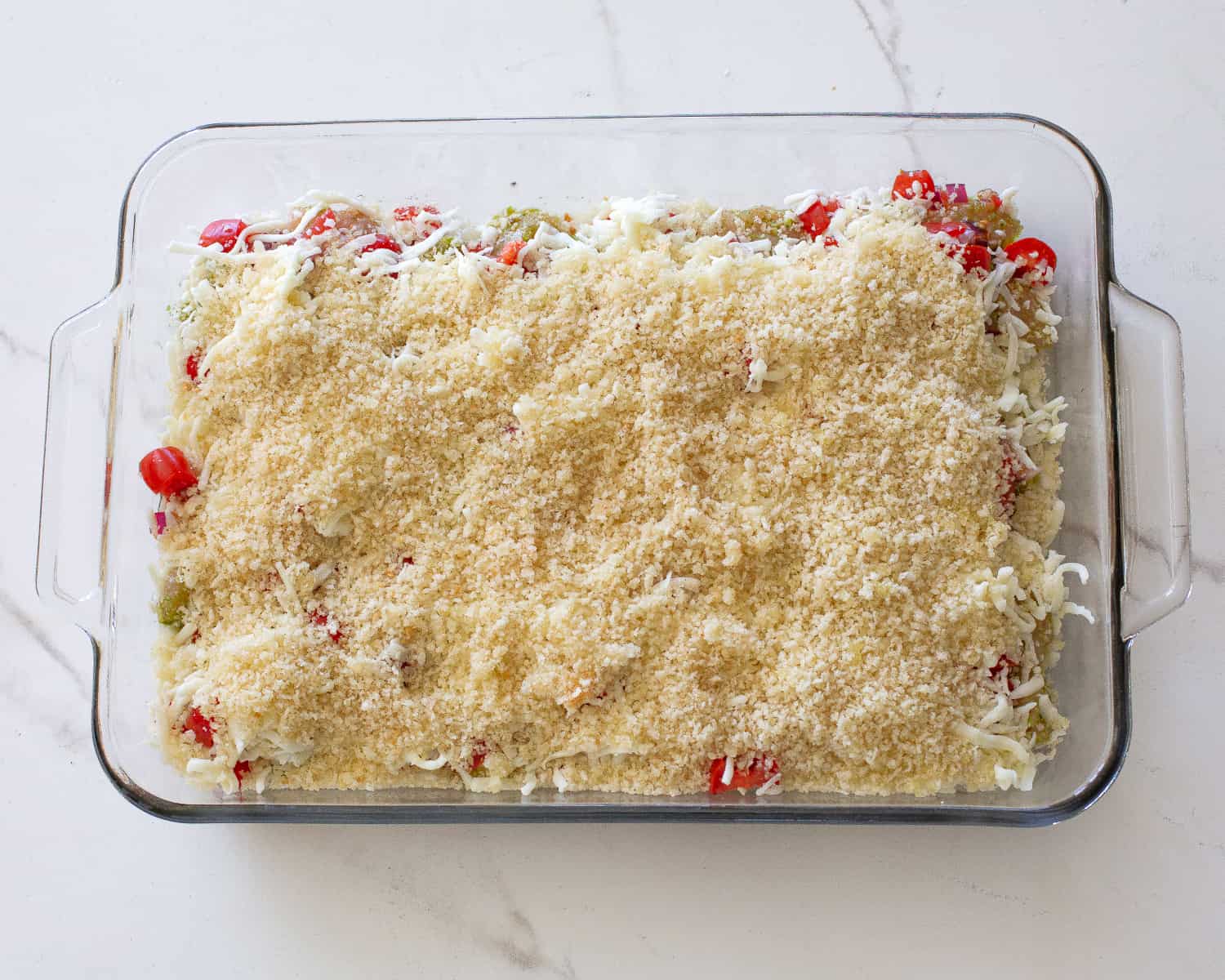 panko breadcrumbs on top of tomatoes