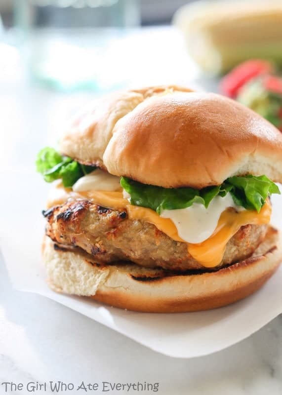 Cheddar Chicken Ranch Burgers | The Girl Who Ate Everything