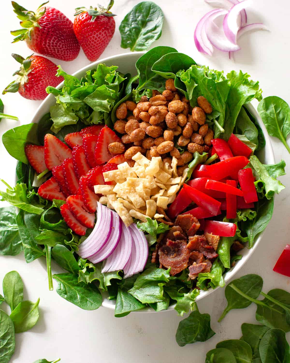 Strawberry Wonton Spinach Salad