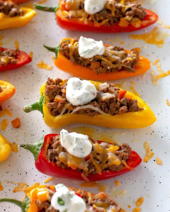 mini stuffed peppers with sour cream