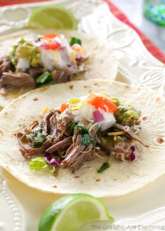 Salsa Verde Beef Tacos