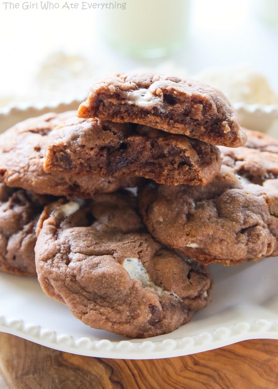 Hot Chocolate Cookies - cookies made with hot chocolate mix, milk chocolate chips, semi-sweet chocolate chips, and mini marshmallows. These cookies stay soft for days. 