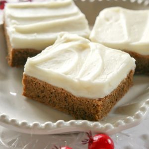 Gingerbread Cookie Bars - incredibly soft and chewy. Way easier than making gingerbread men. the-girl-who-ate-everything.com