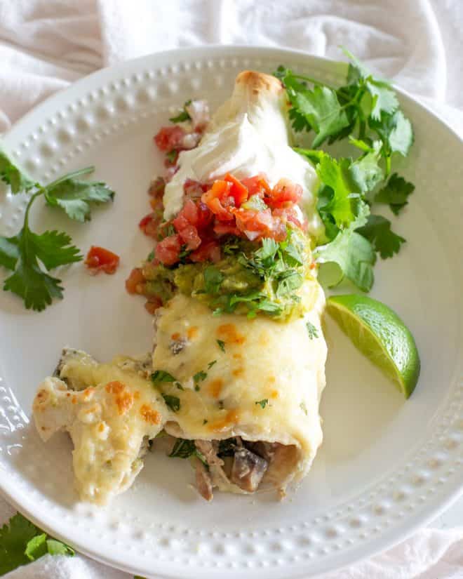 Mushroom, Spinach, and Chicken Enchiladas