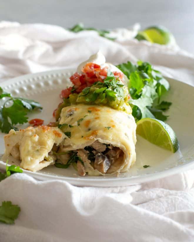 Mushroom, Spinach, and Chicken Enchiladas