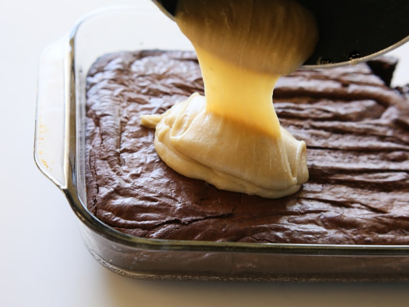 Salted Caramel Coconut Brownies - Moist, chewy coconut brownies with a salted caramel glaze and chocolate drizzle. the-girl-who-ate-everything.com